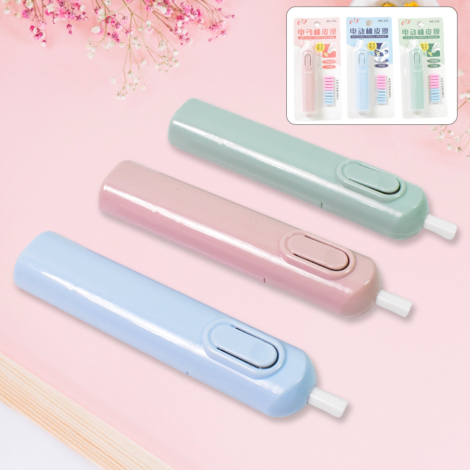 Electric Eraser Kit – Battery Operated with 10 Refills for Drawing & Sketching (Mix Design / Battery Not Included)