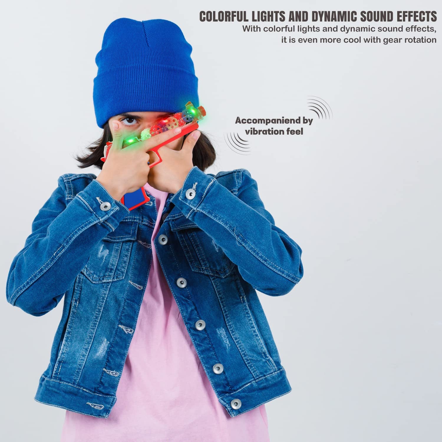 Plastic Gear Simulation Laser Toy Gun – 3D Lights, Music & Rotating Gear (1 Pc, 3+ Years)