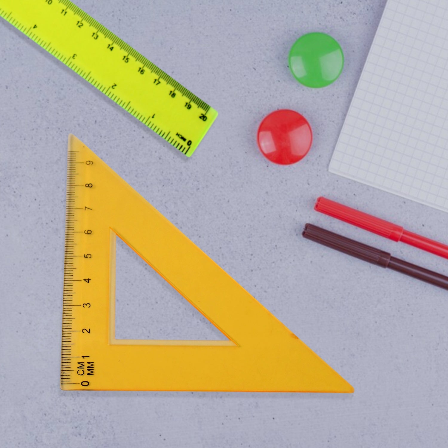 4-Piece Geometry Set, Triangle Ruler Protractor Straight Ruler