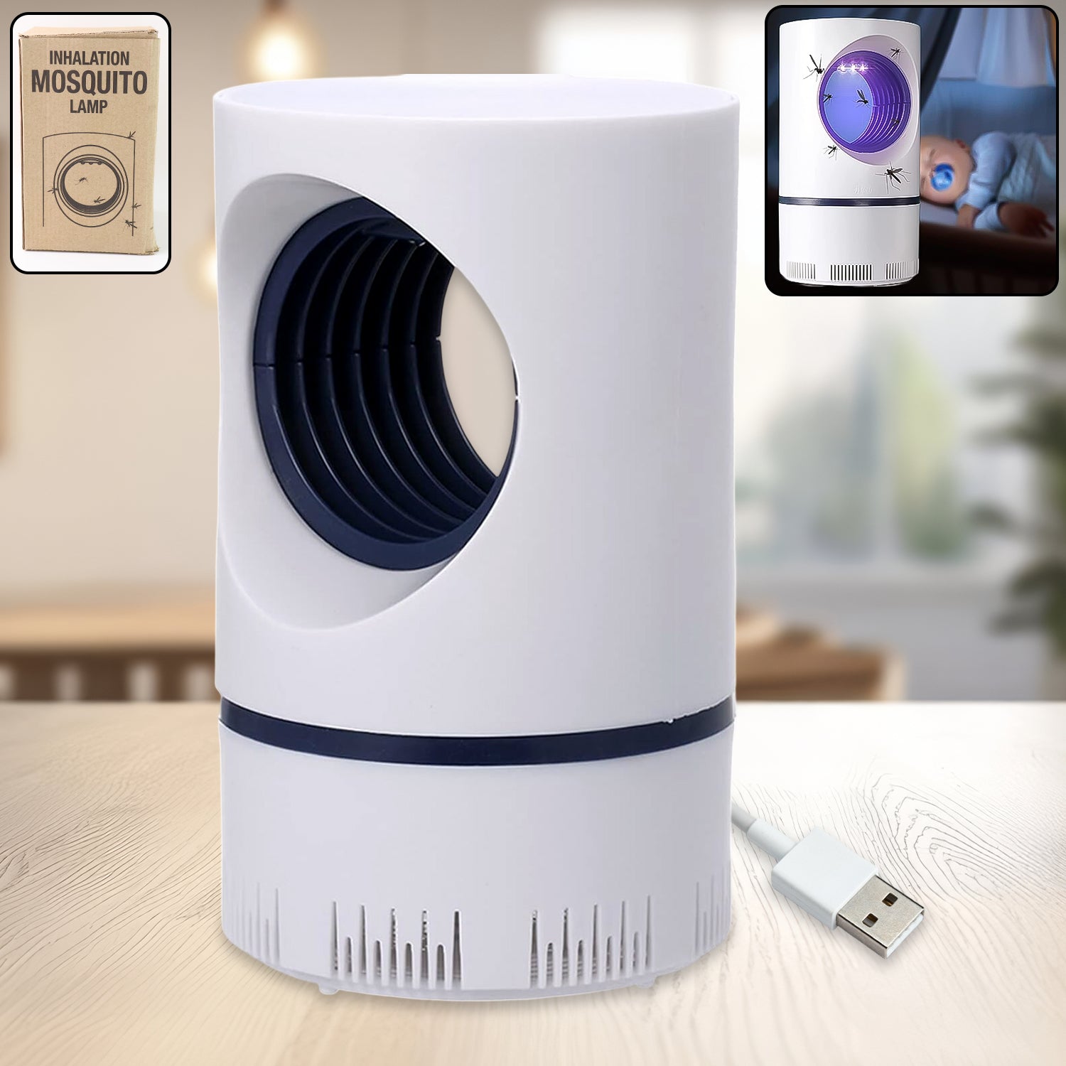 Eco-Friendly LED Electronic Mosquito Killer Lamp for Home – Electric Insect Zapper with Display Rack, Baby-Safe, Energy Efficient