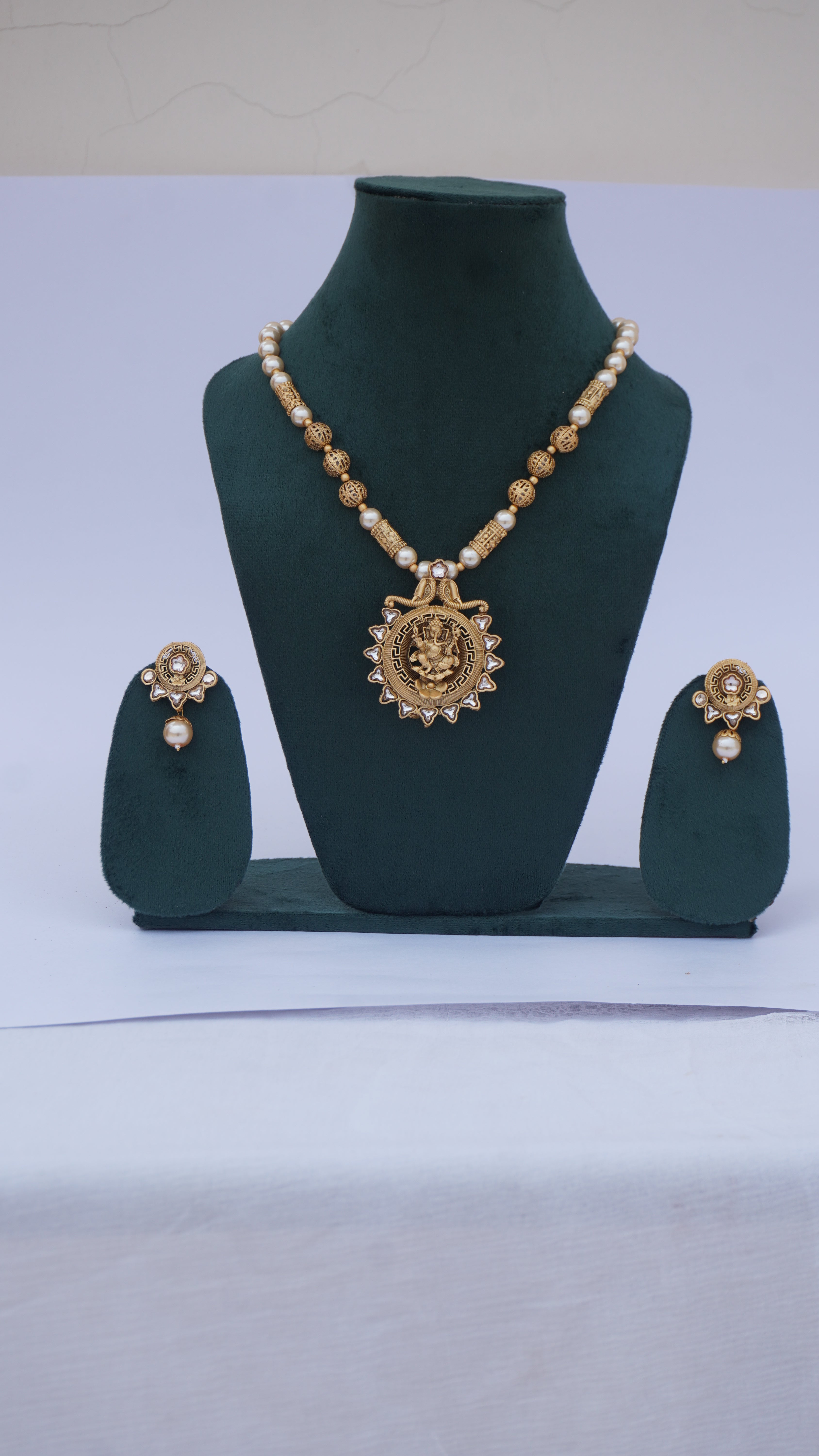 Antique Ganesha with Gold Beads & Pearls | Traditional Ethnic Jewellery by Ashthi Jewels