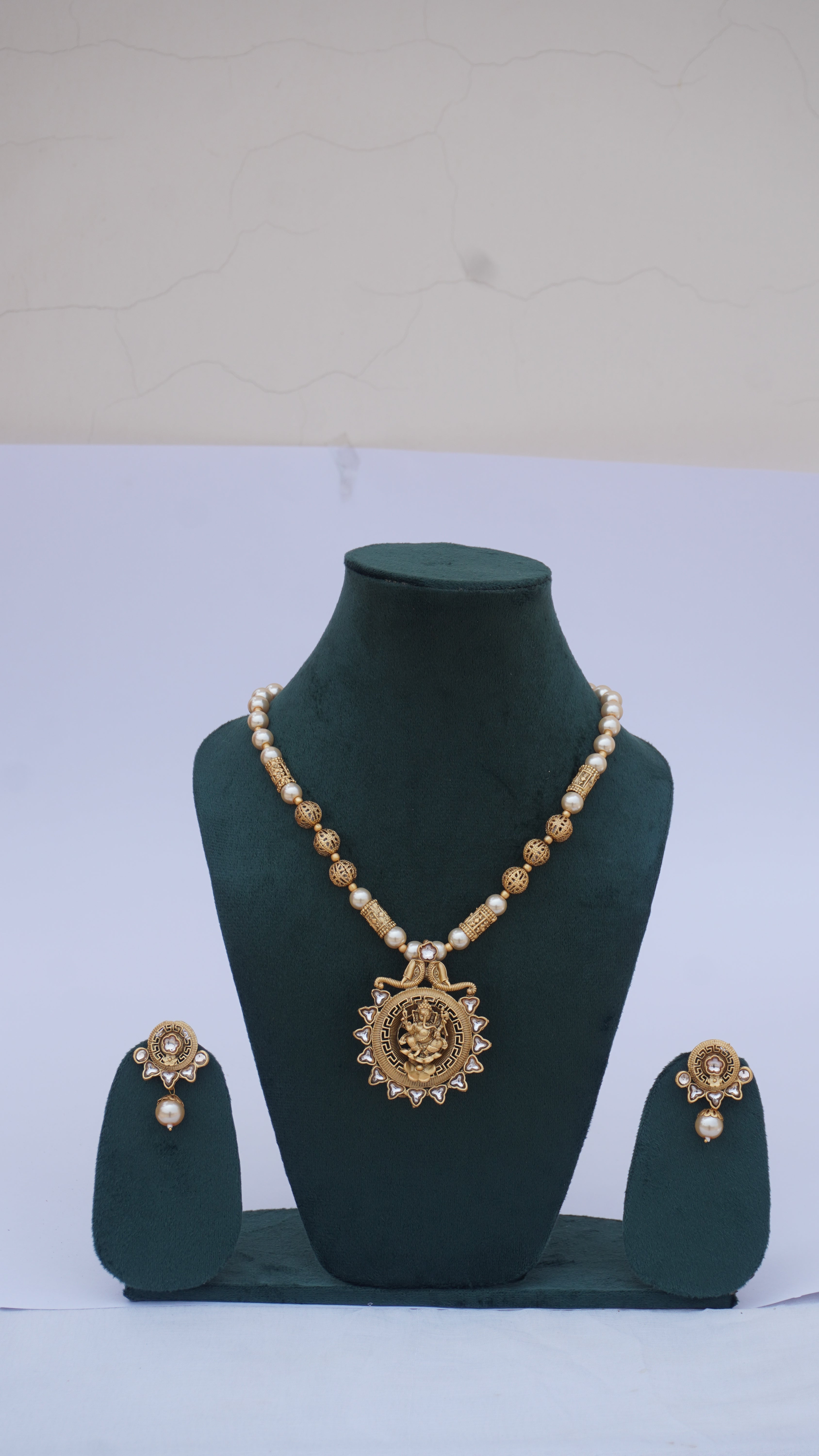 Antique Ganesha with Gold Beads & Pearls | Traditional Ethnic Jewellery by Ashthi Jewels