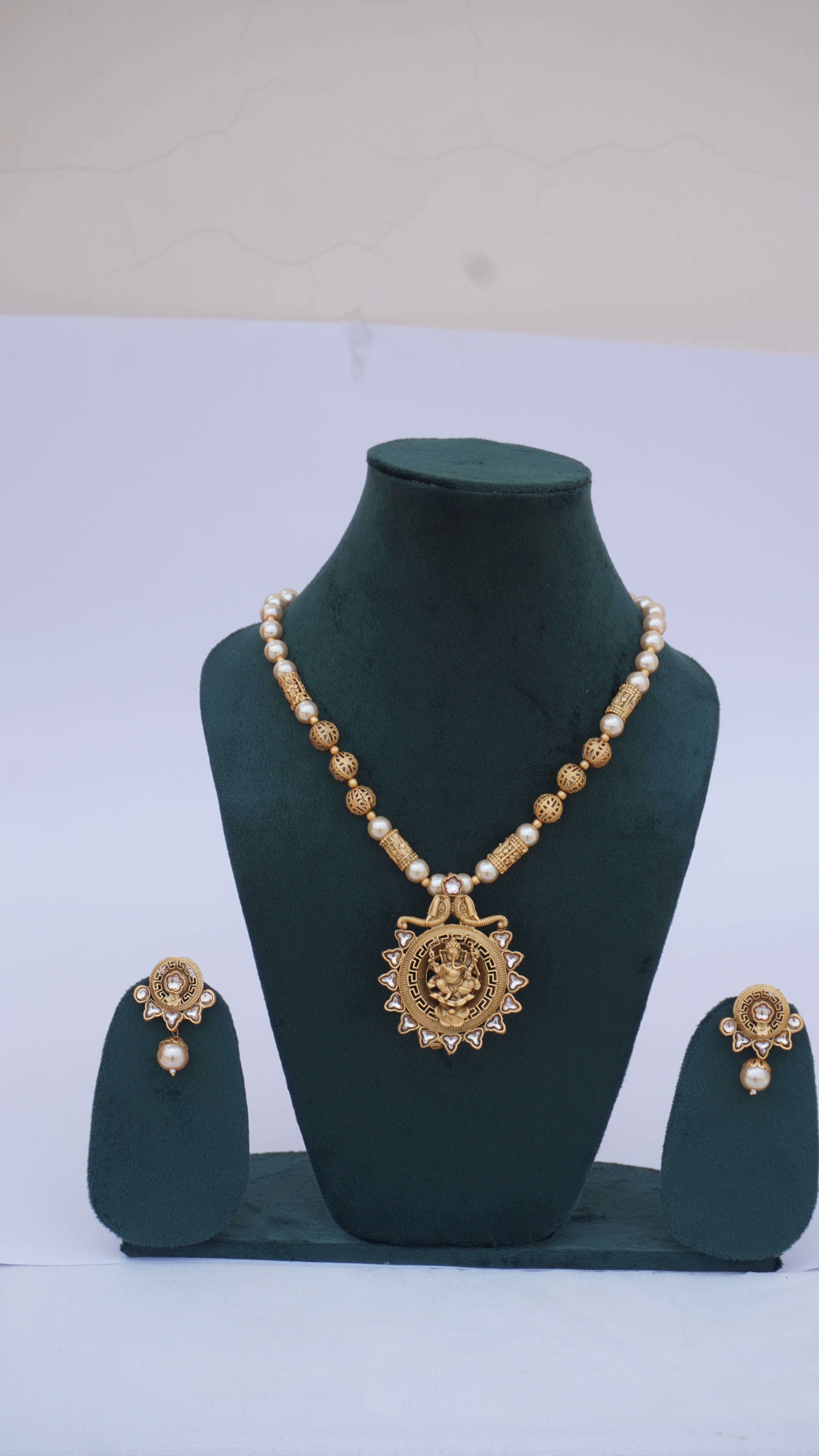 Antique Ganesha with Gold Beads & Pearls | Traditional Ethnic Jewellery by Ashthi Jewels