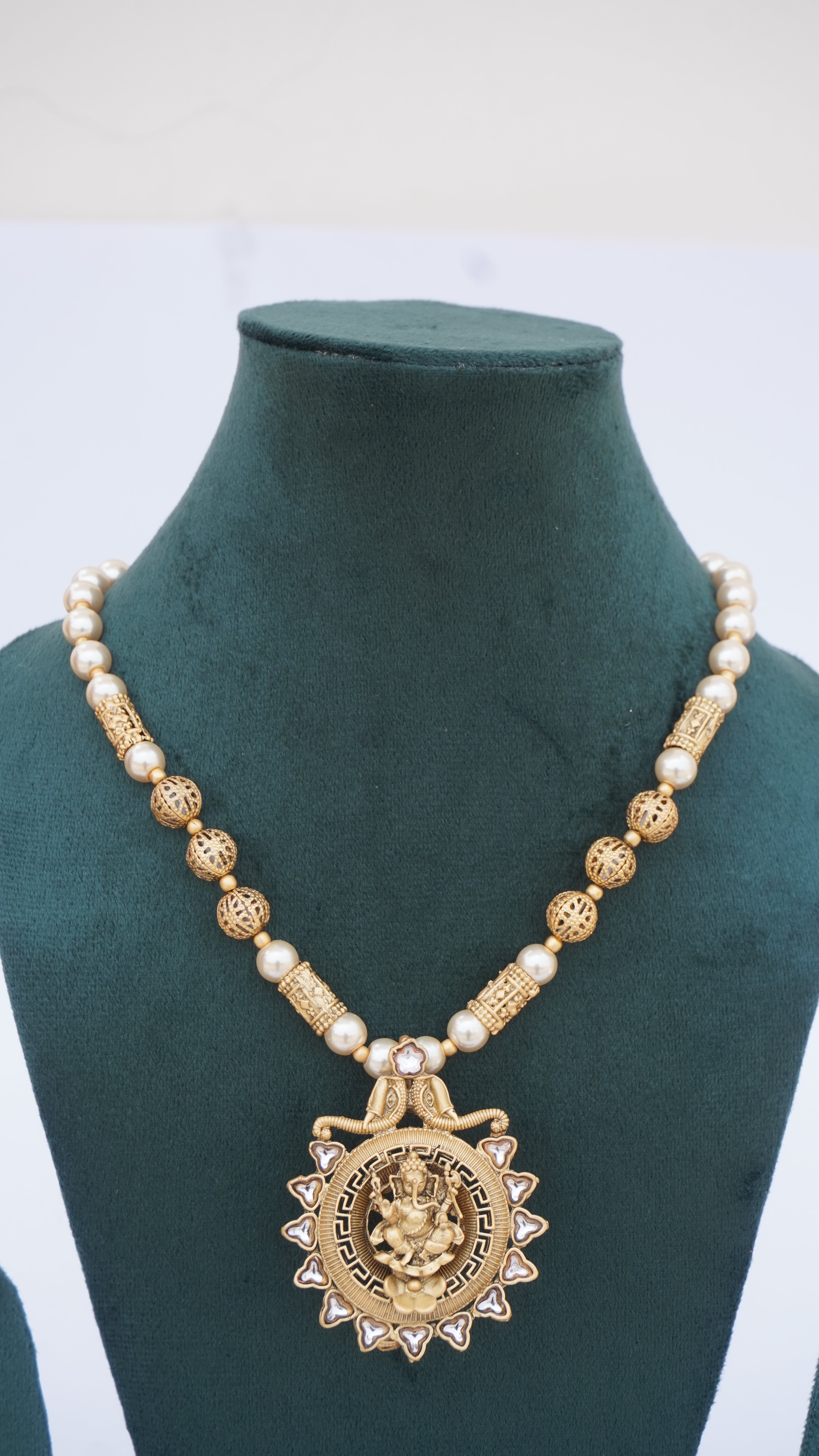 Antique Ganesha with Gold Beads & Pearls | Traditional Ethnic Jewellery by Ashthi Jewels