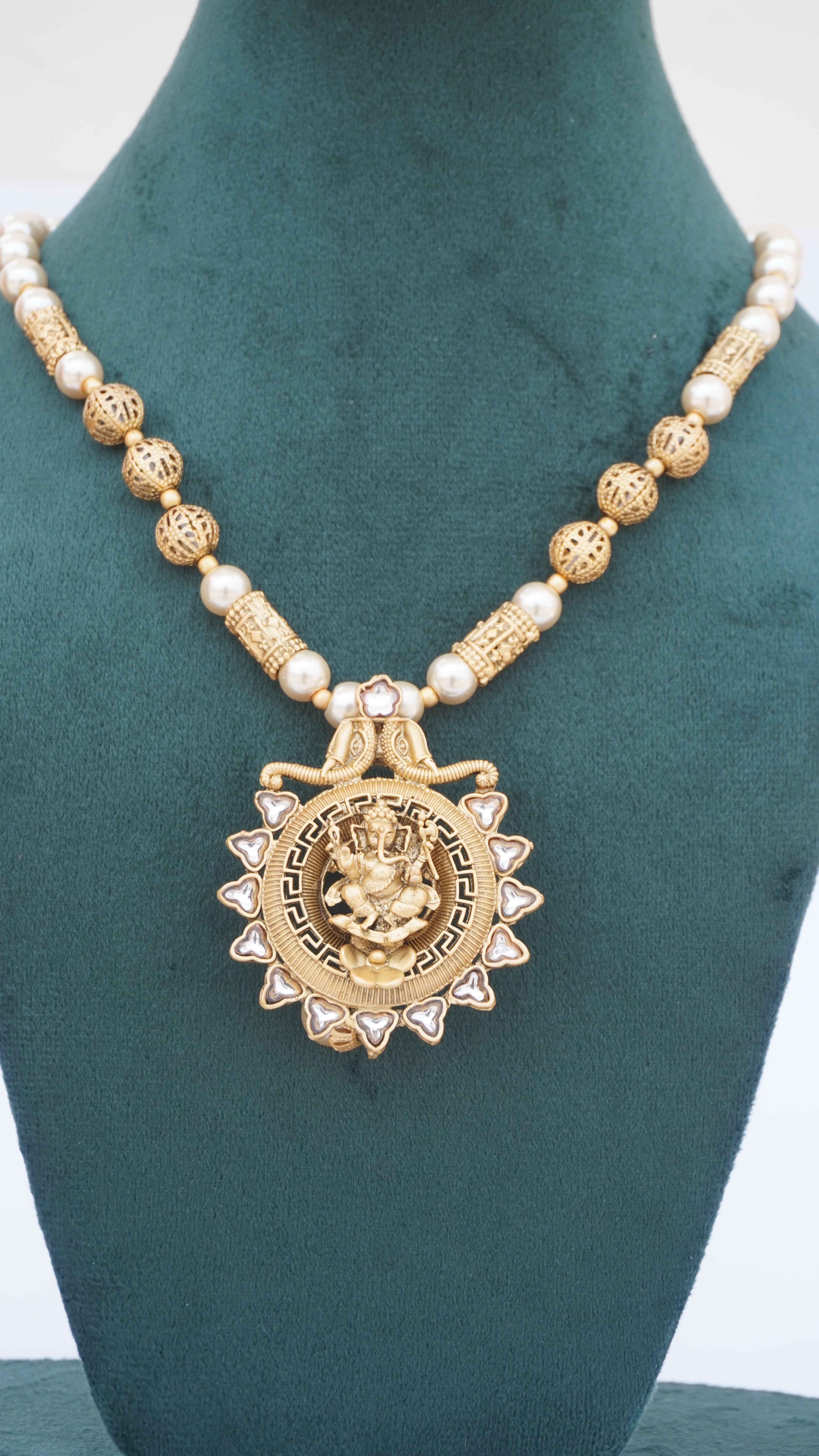 Antique Ganesha with Gold Beads & Pearls | Traditional Ethnic Jewellery by Ashthi Jewels