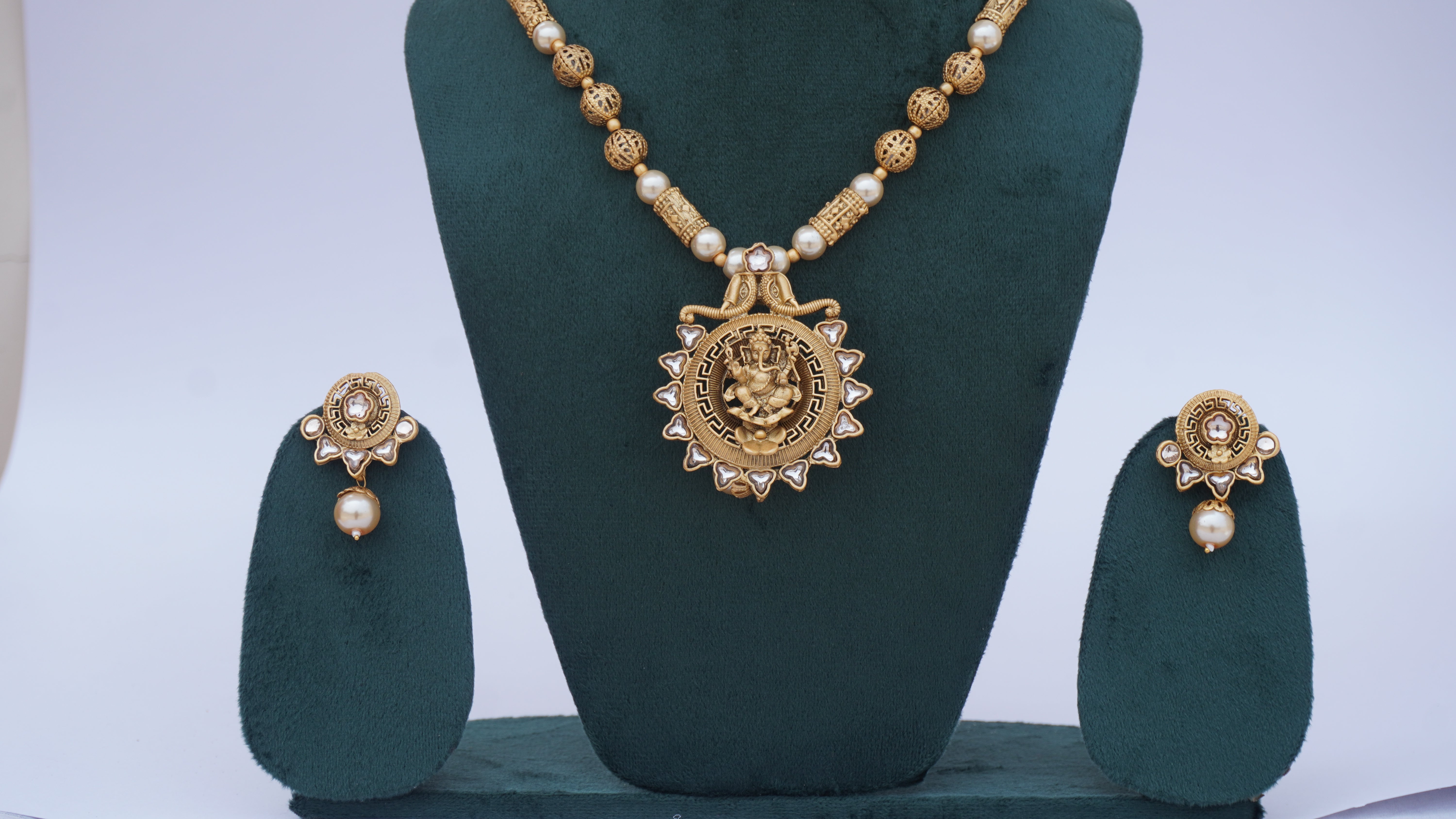 Antique Ganesha with Gold Beads & Pearls | Traditional Ethnic Jewellery by Ashthi Jewels