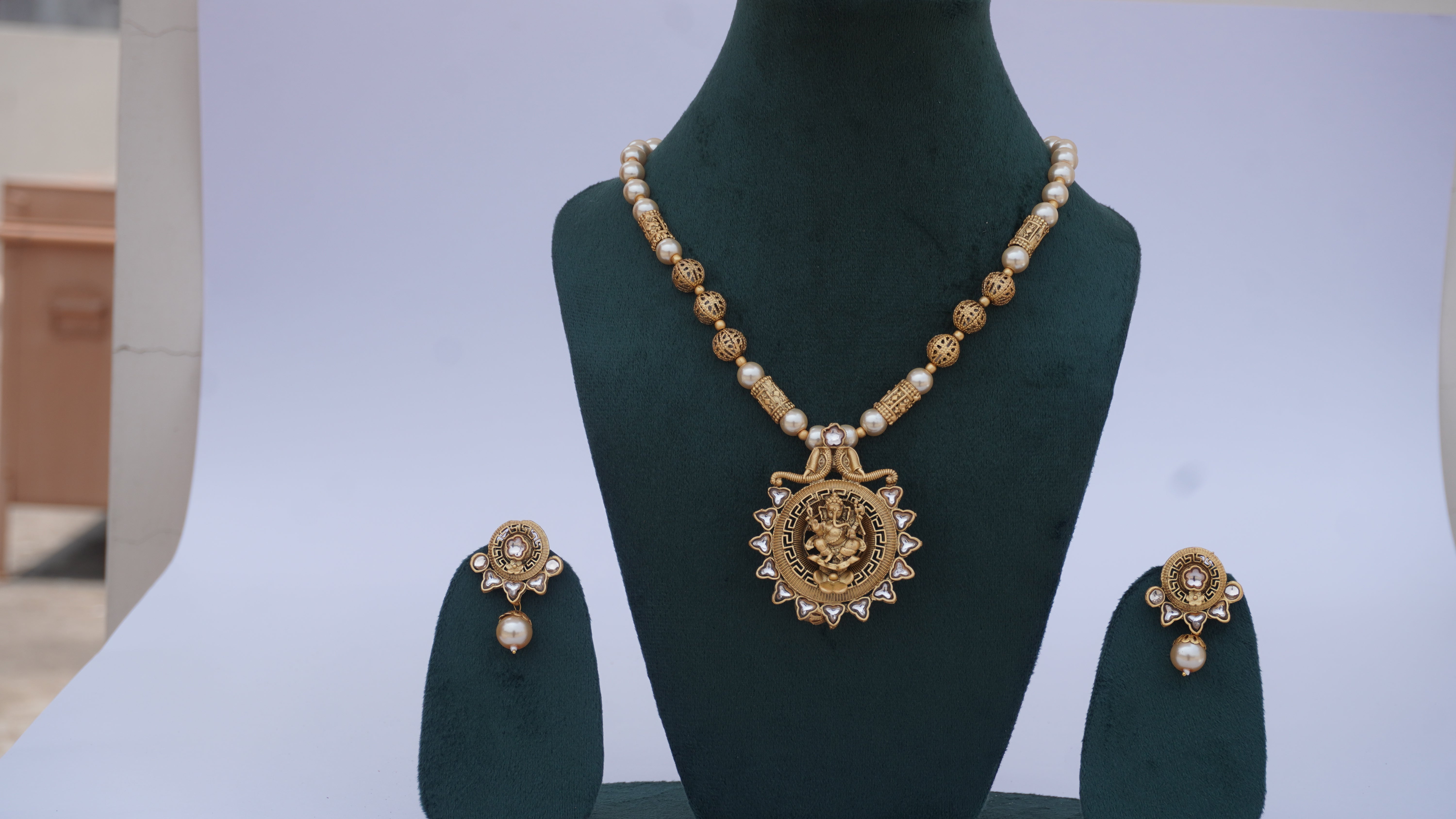 Antique Ganesha with Gold Beads & Pearls | Traditional Ethnic Jewellery by Ashthi Jewels