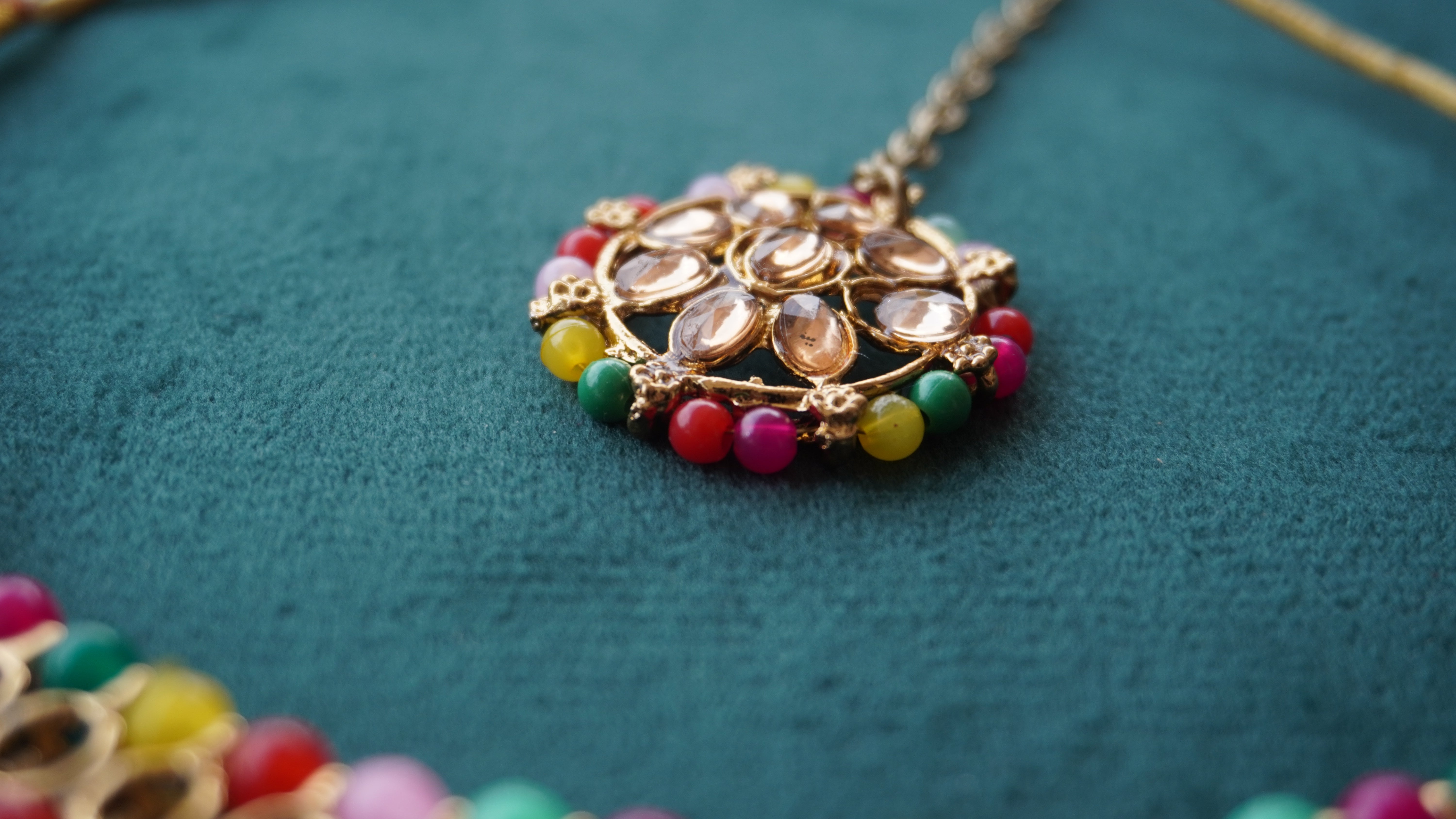 Premium Multicolor Kundan Necklace, Earrings & Tikka Set | Ethnic Bridal Jewellery by Ashthi Jewels