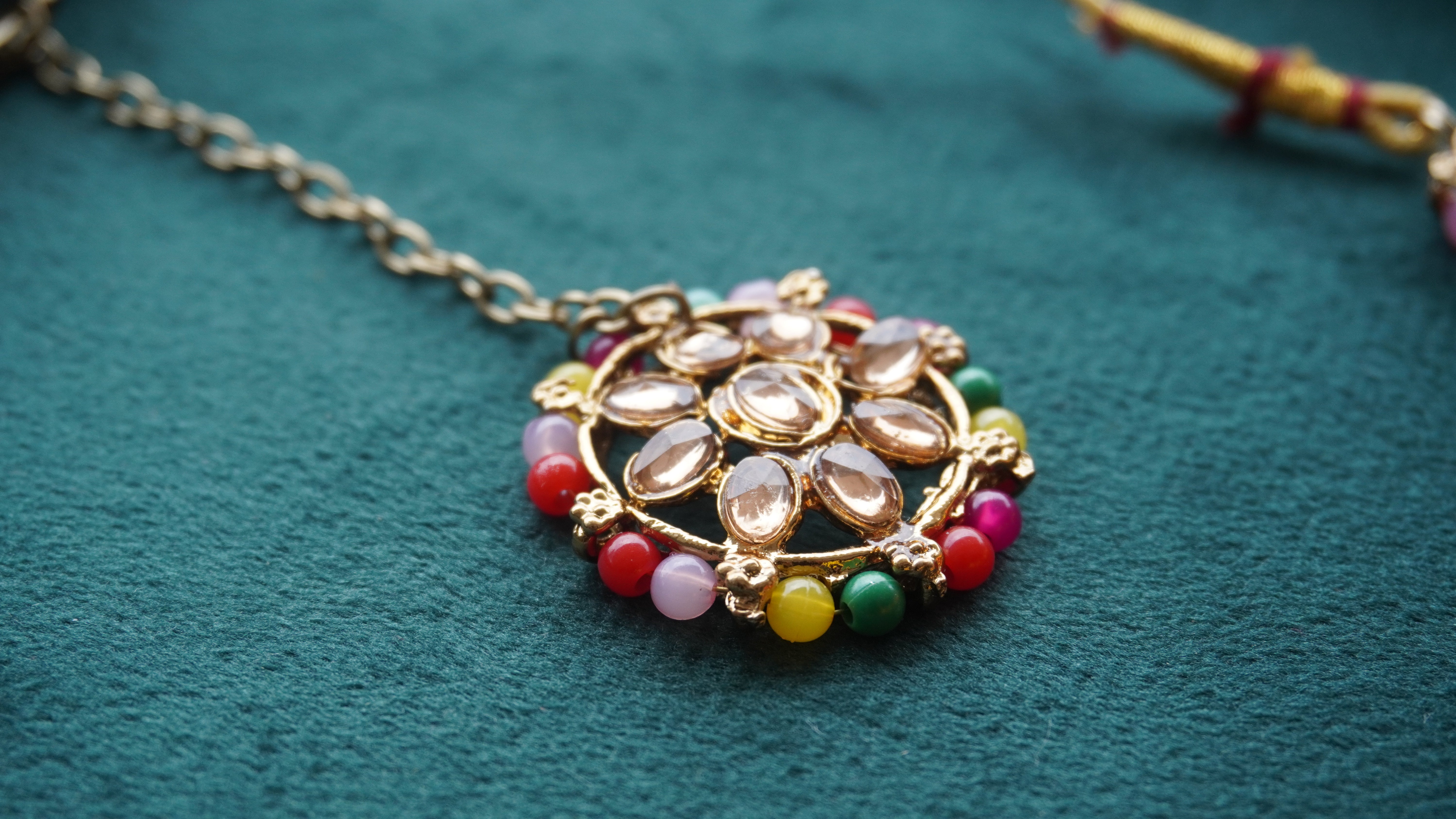 Premium Multicolor Kundan Necklace, Earrings & Tikka Set | Ethnic Bridal Jewellery by Ashthi Jewels