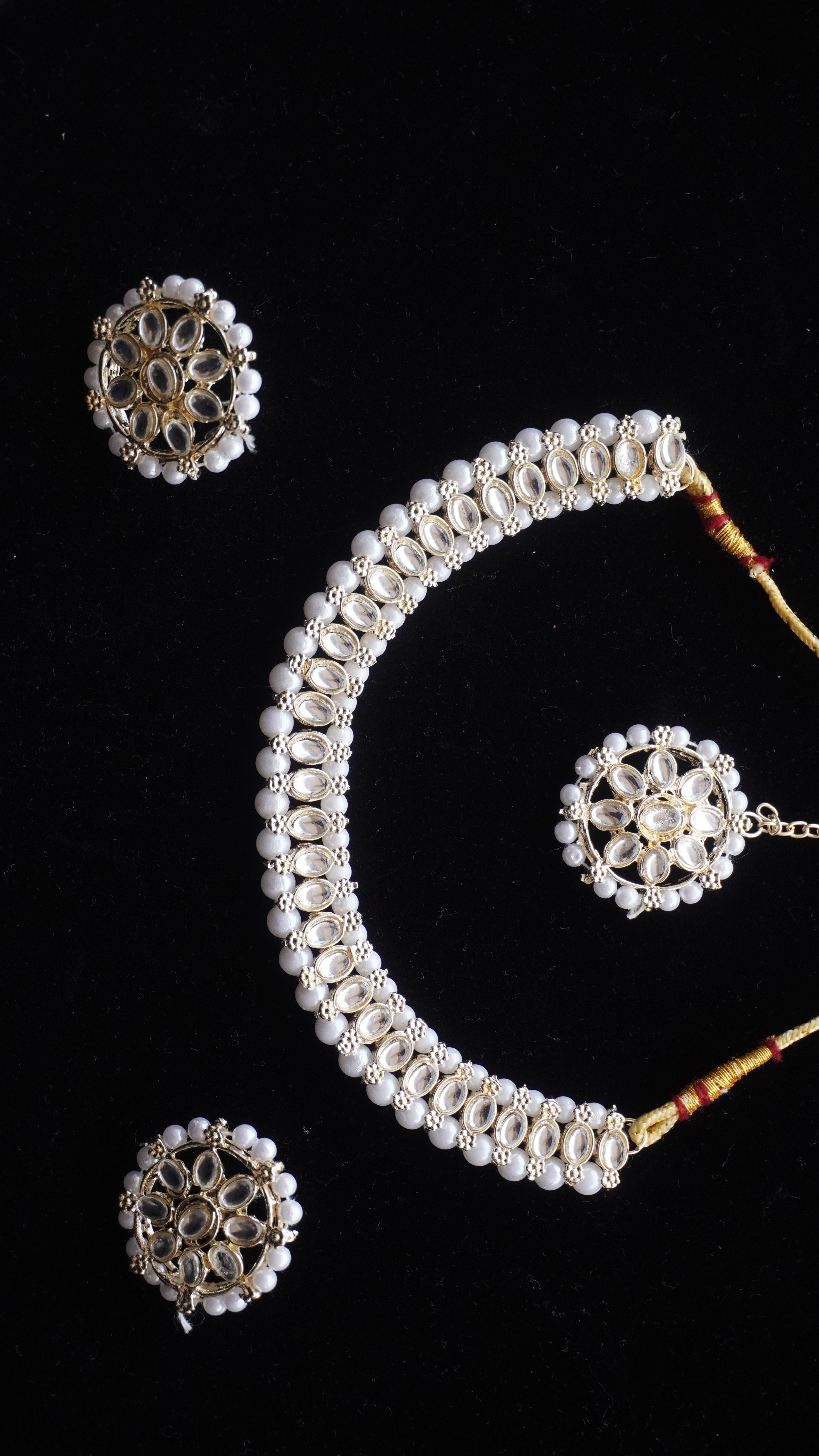 Premium White Kundan Necklace with Earrings & Tikka | Elegant Bridal Jewellery Set by Ashthi Jewels