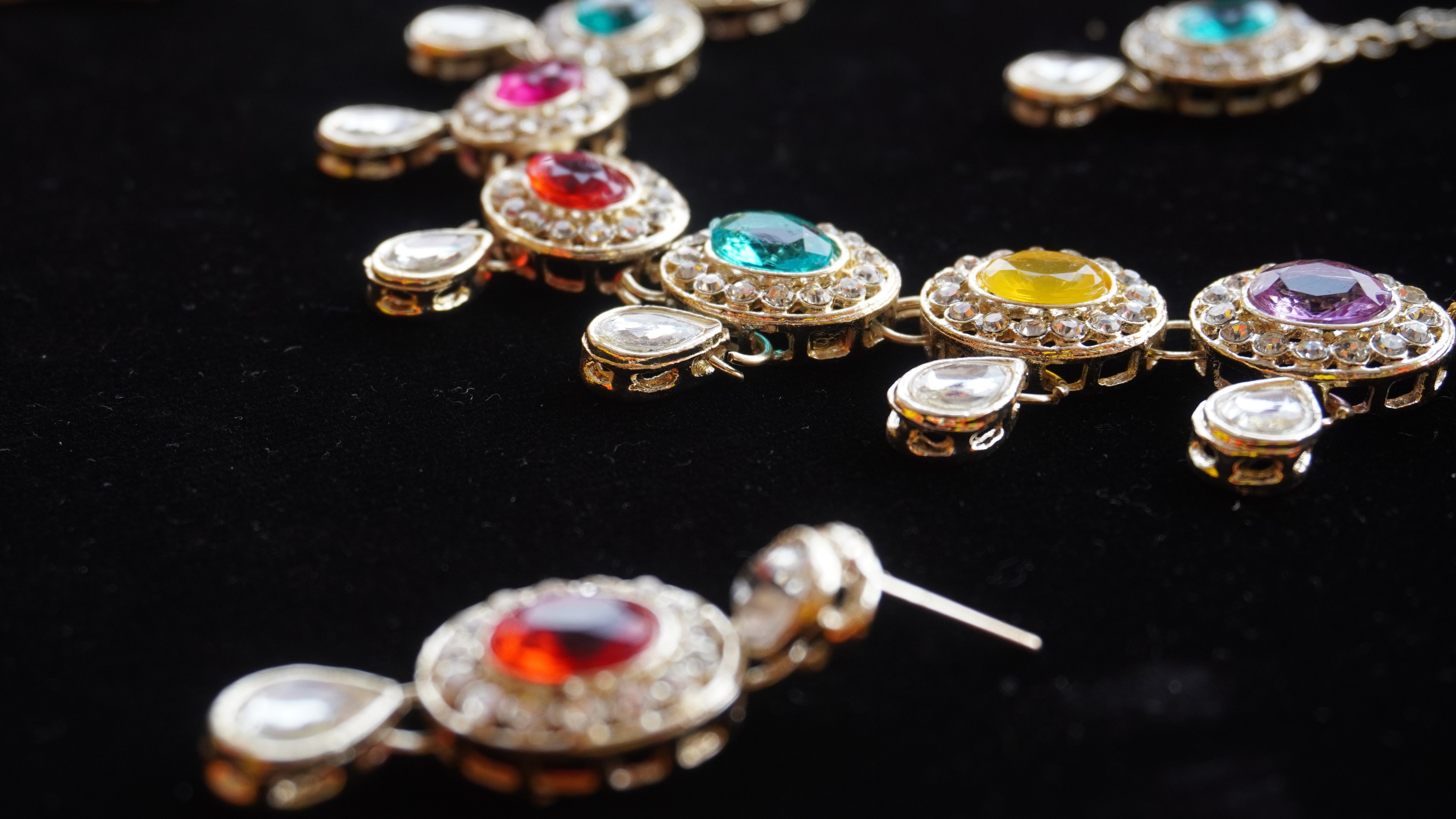 Premium Multicolour Stone Necklace Set with Earrings & Tikka | Festive Jewellery by Ashthi Jewels