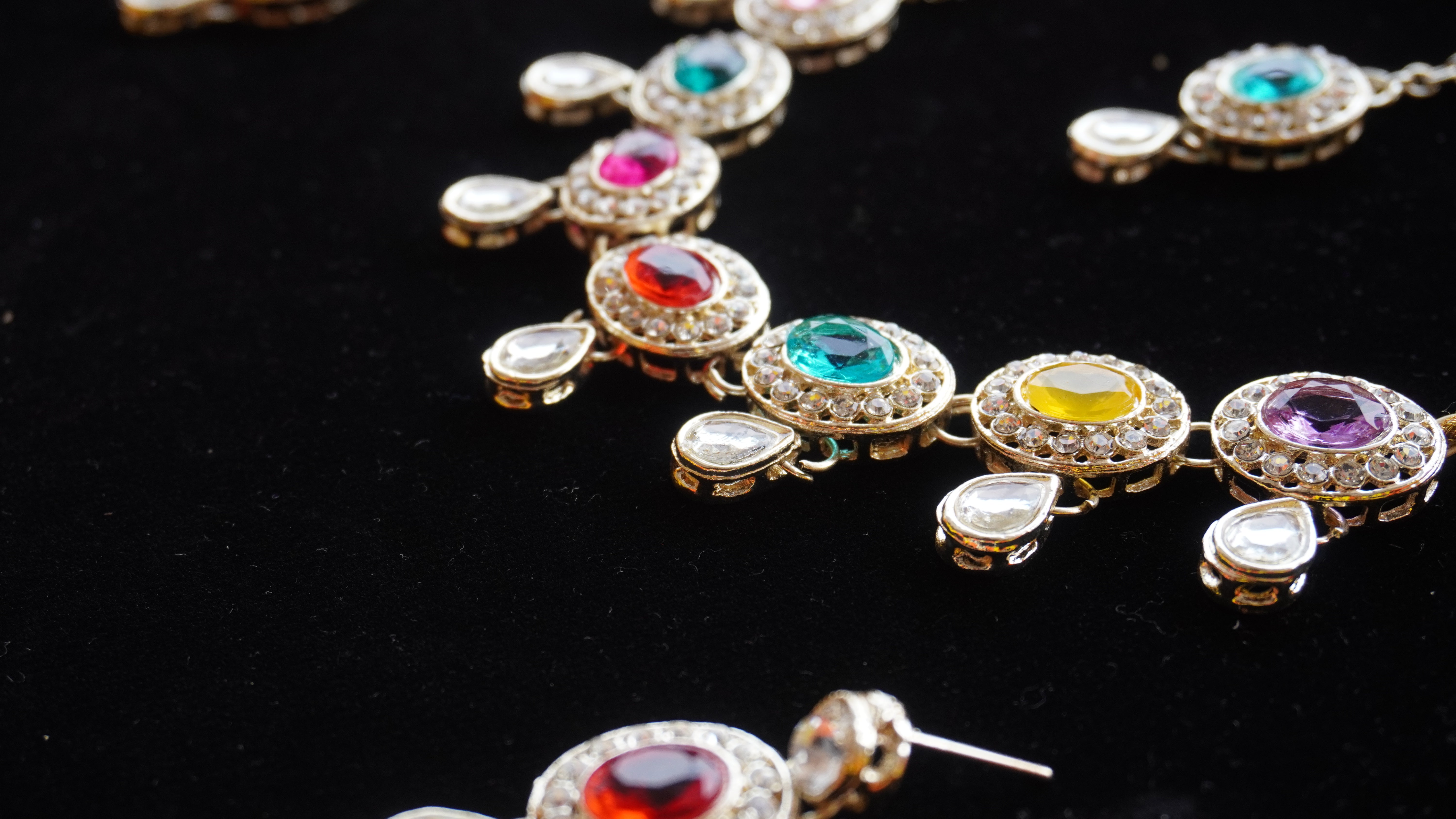 Premium Multicolour Stone Necklace Set with Earrings & Tikka | Festive Jewellery by Ashthi Jewels