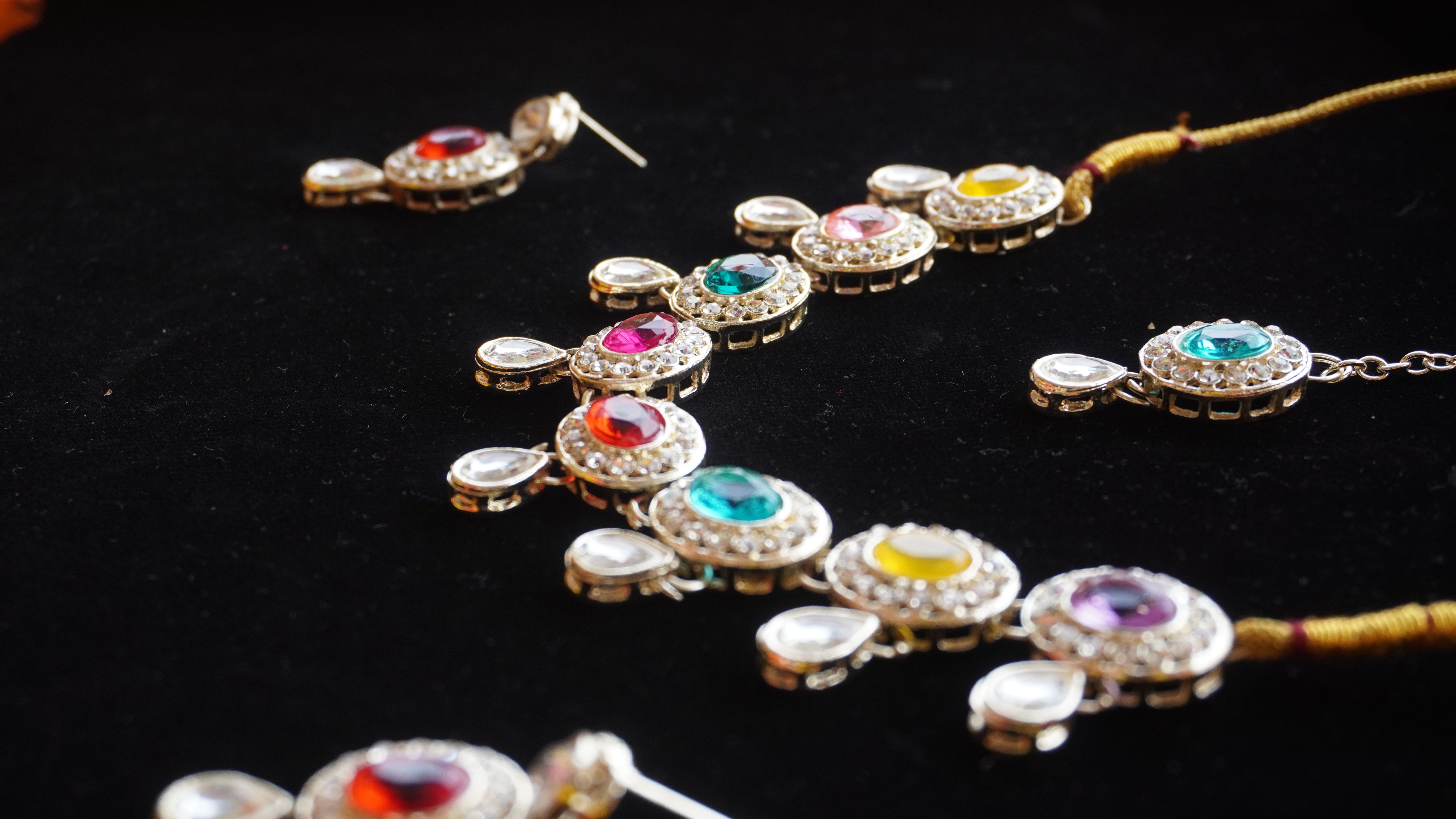 Premium Multicolour Stone Necklace Set with Earrings & Tikka | Festive Jewellery by Ashthi Jewels