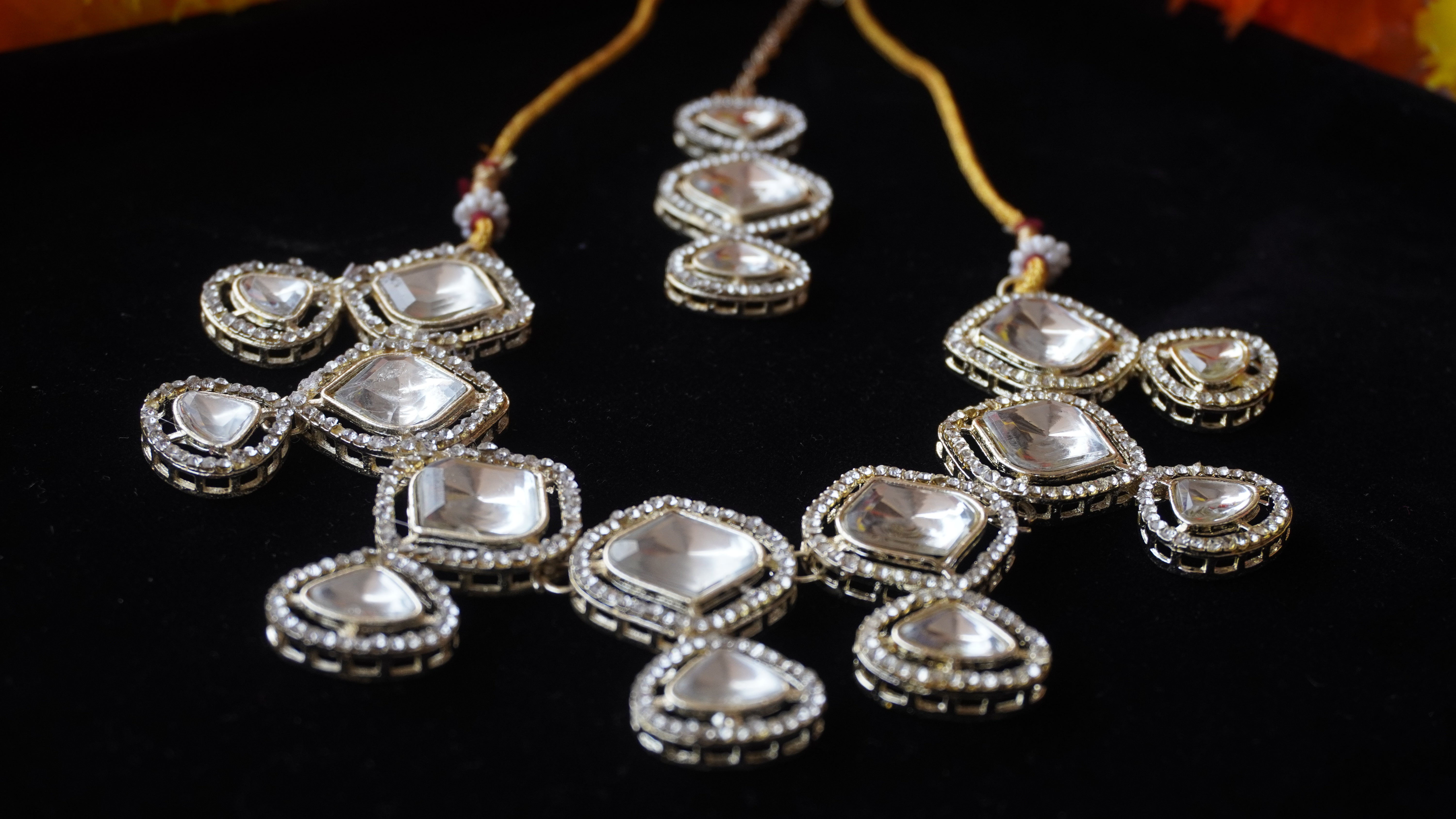 Royal Kundan Mirror Finish Bridal Necklace Set | Polki-Style Wedding Jewellery by Ashthi Jewels