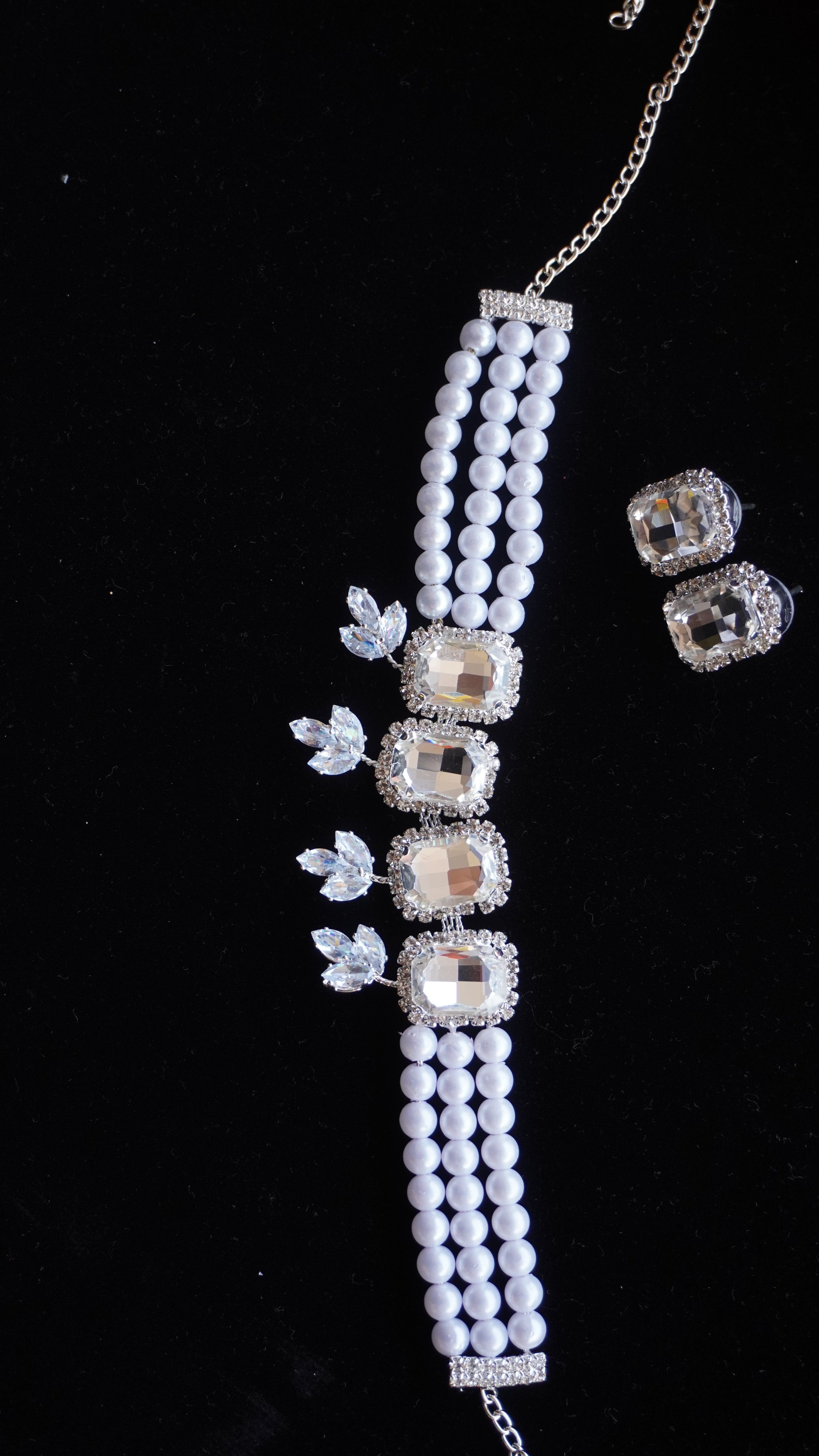 Elegant White Pearl & Mirror Choker Necklace Set | Party Wear Jewelry by Ashthi Jewels