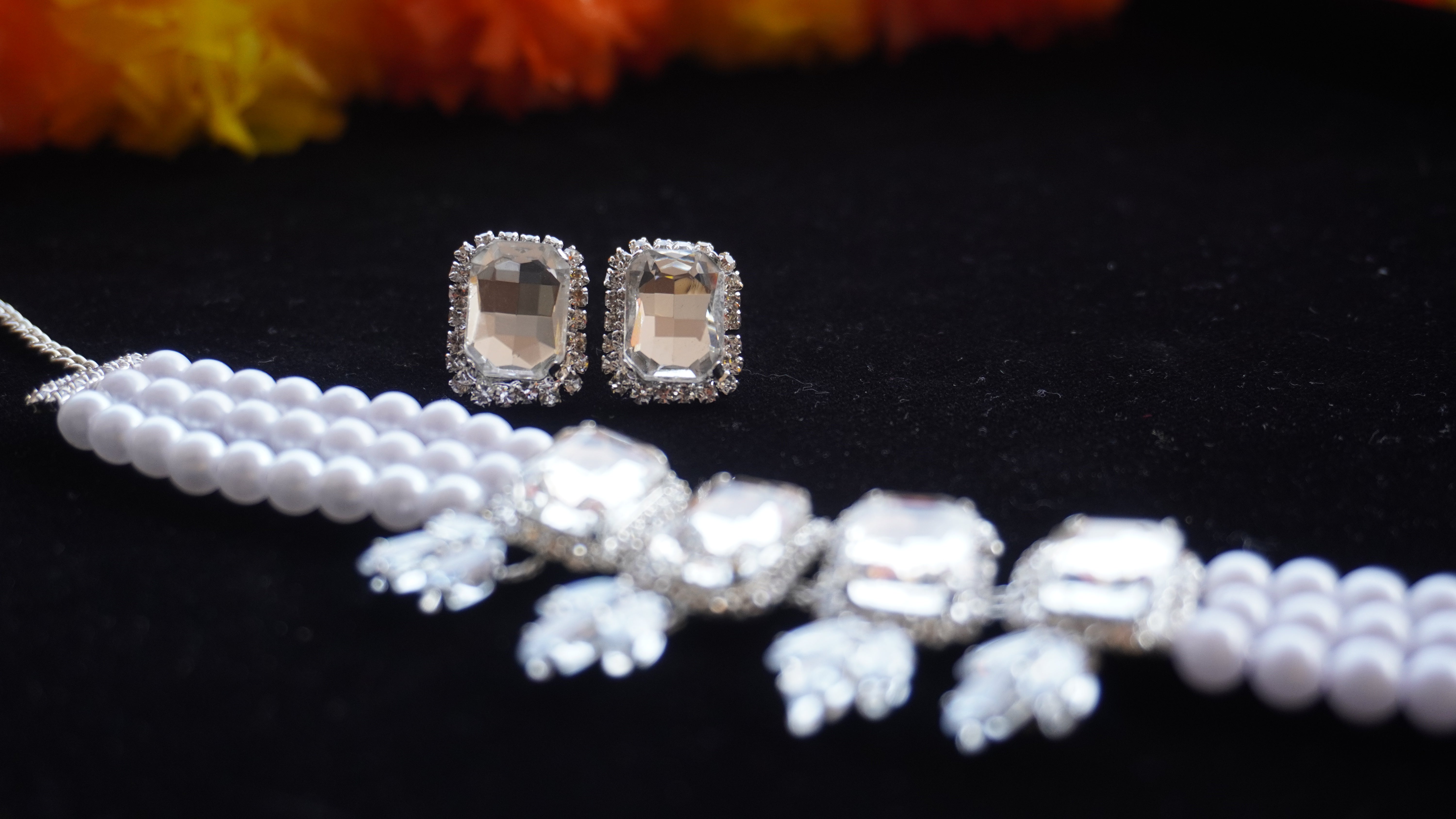 Elegant White Pearl & Mirror Choker Necklace Set | Party Wear Jewelry by Ashthi Jewels