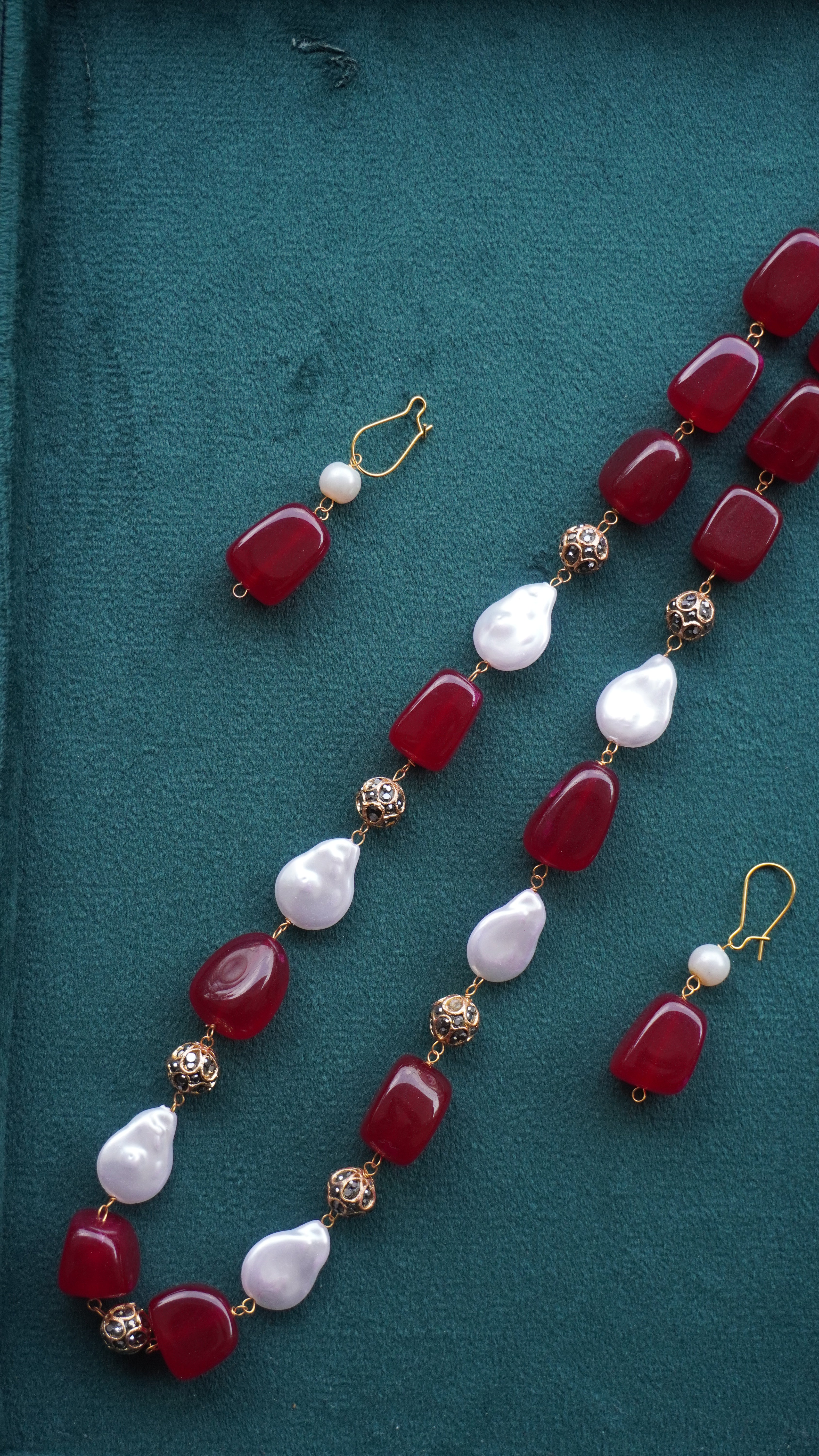 Multicolor Gemstone & White Pearl Necklace Set | Handmade Party Wear Jewelry by Ashthi Jewels
