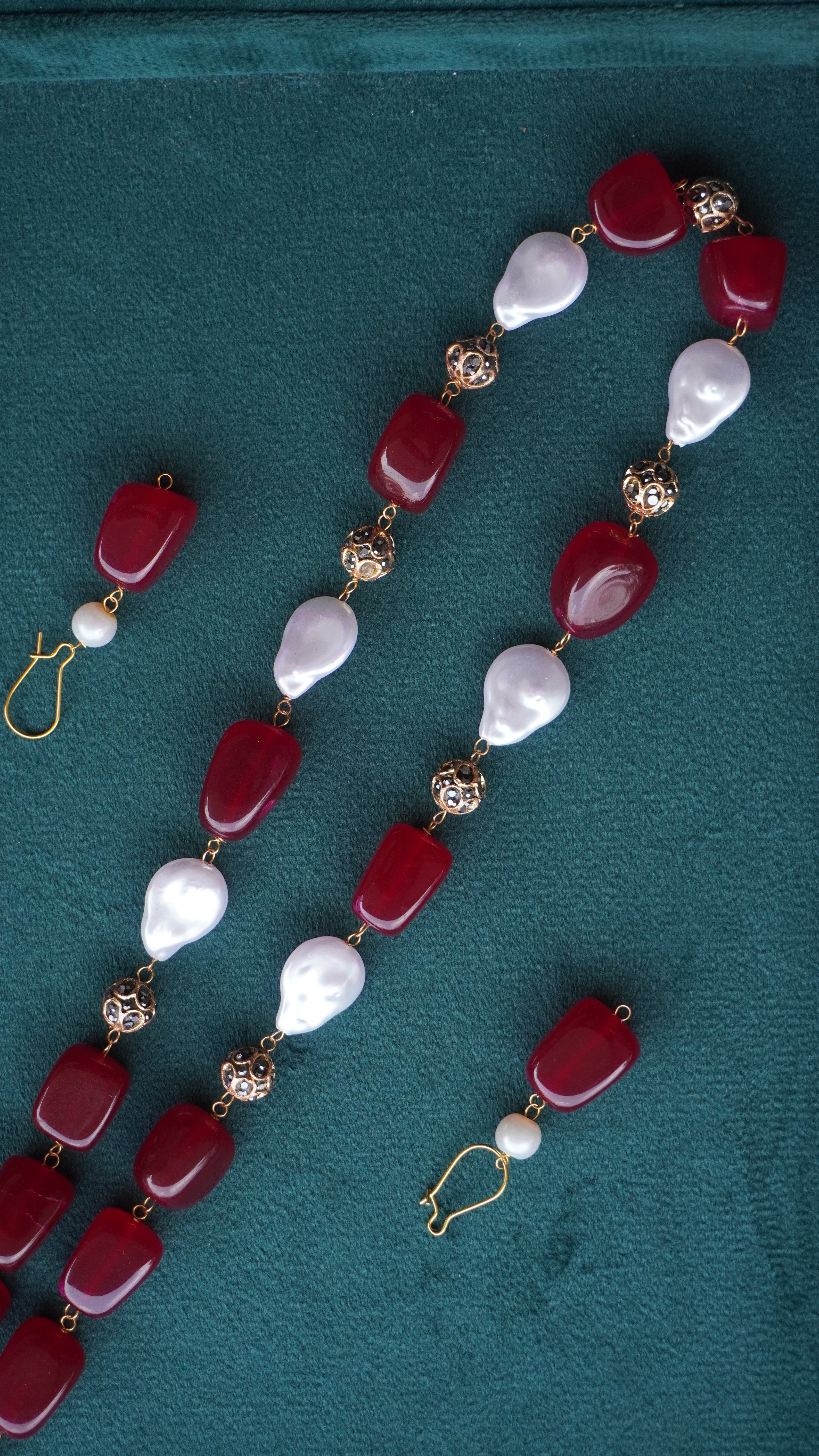 Multicolor Gemstone & White Pearl Necklace Set | Handmade Party Wear Jewelry by Ashthi Jewels