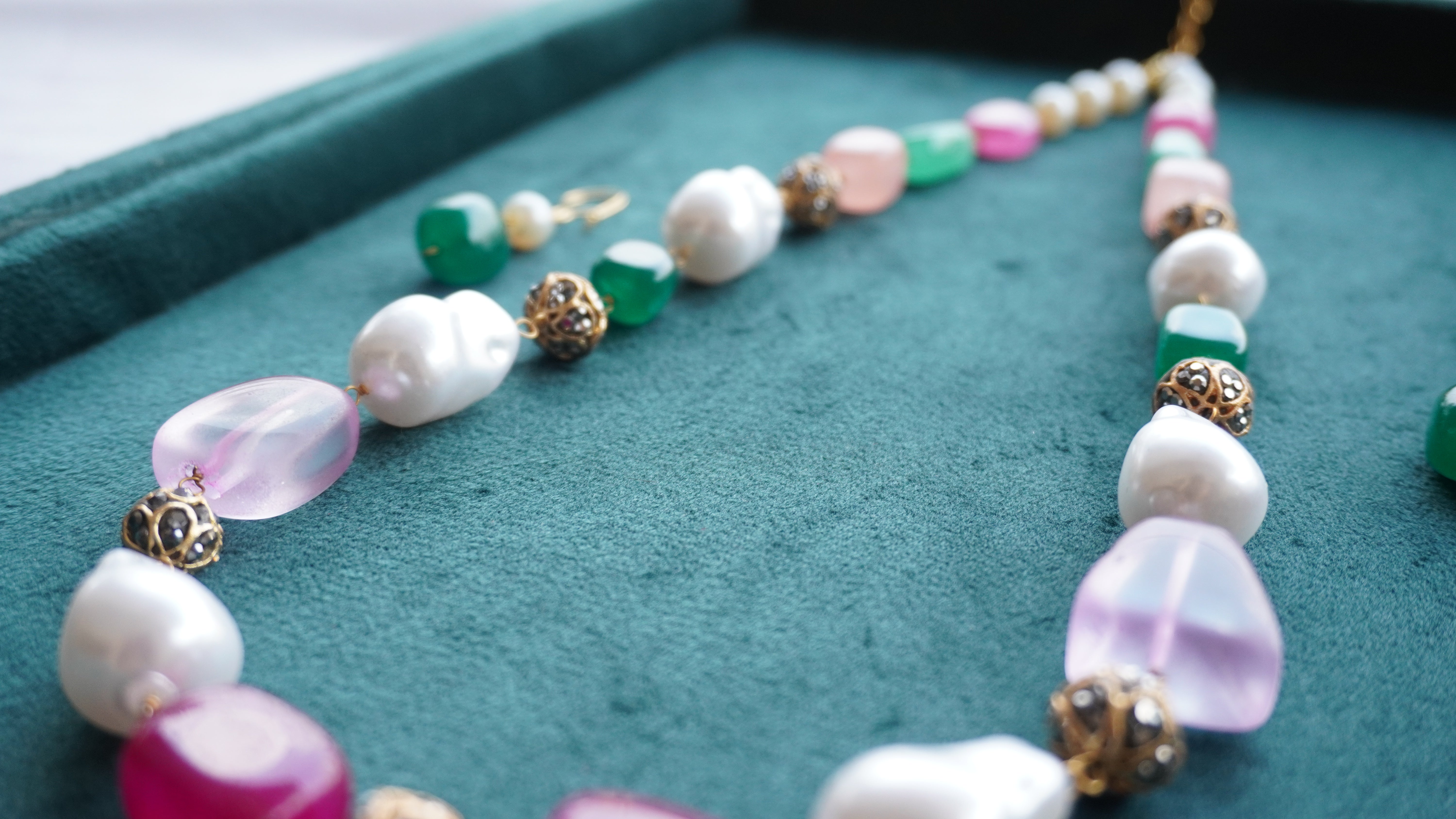 Color Pop Gemstone & Pearl Necklace Set | Festive Wear Jewelry by Ashthi Jewels