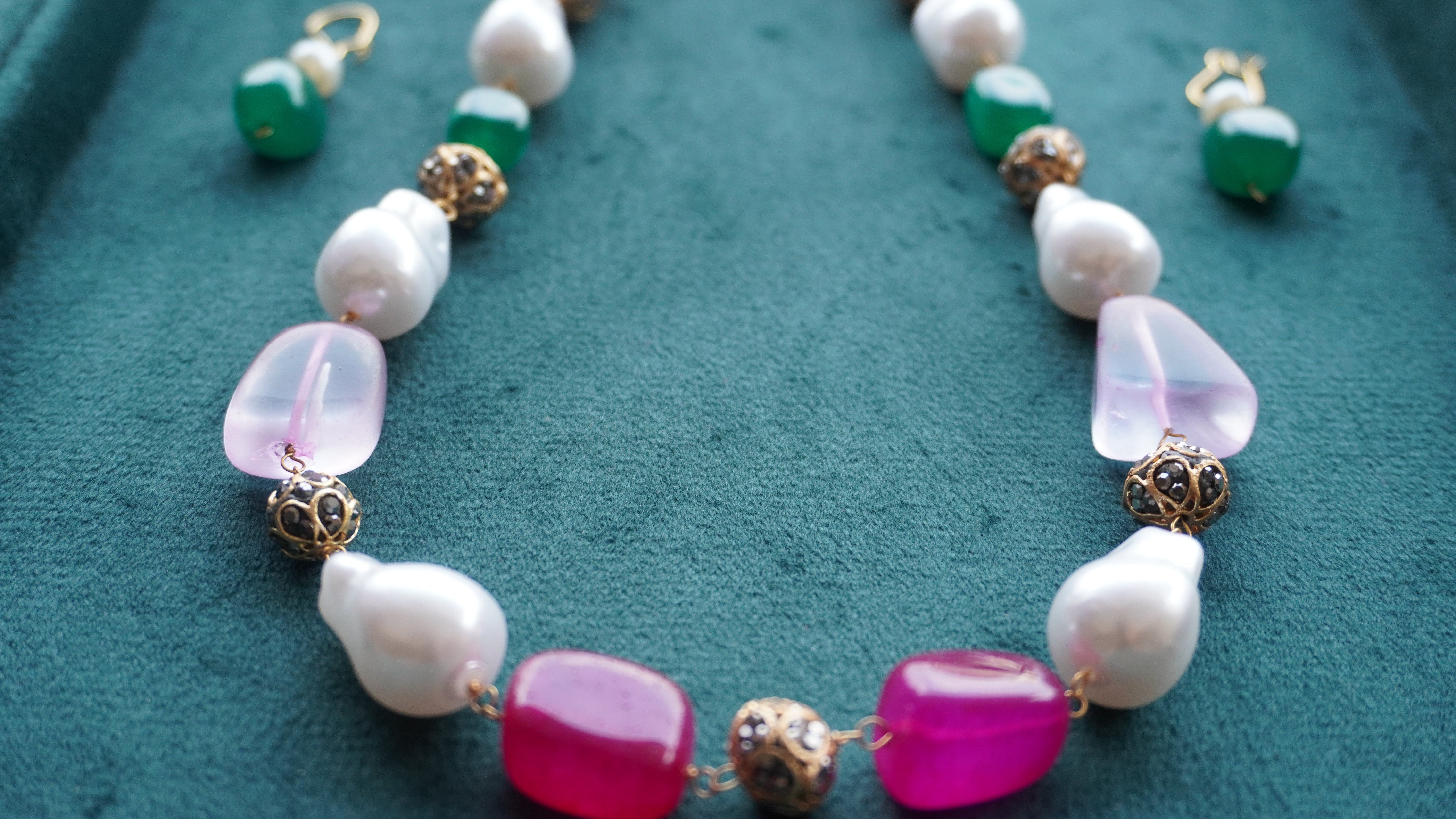 Color Pop Gemstone & Pearl Necklace Set | Festive Wear Jewelry by Ashthi Jewels