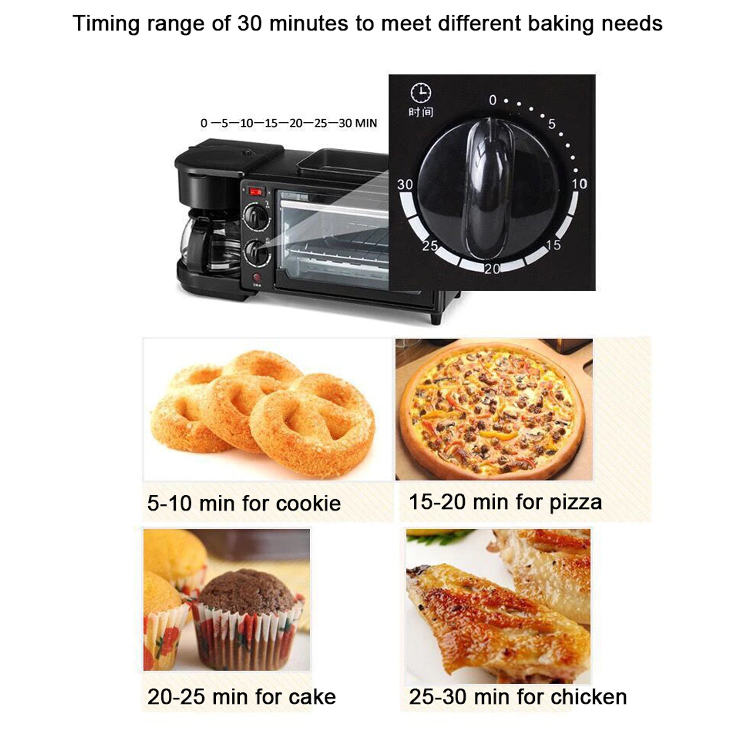 3-in-1 Breakfast Maker – Toaster Oven, Grill Pan & Coffee Maker | All-in-One Portable Breakfast Station (Model 2788)